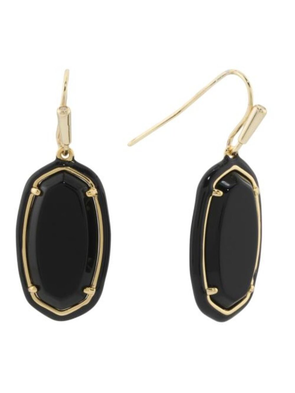KENDRA SCOTT Gold Black Agate Dani Enamel Frame Drop Earrings